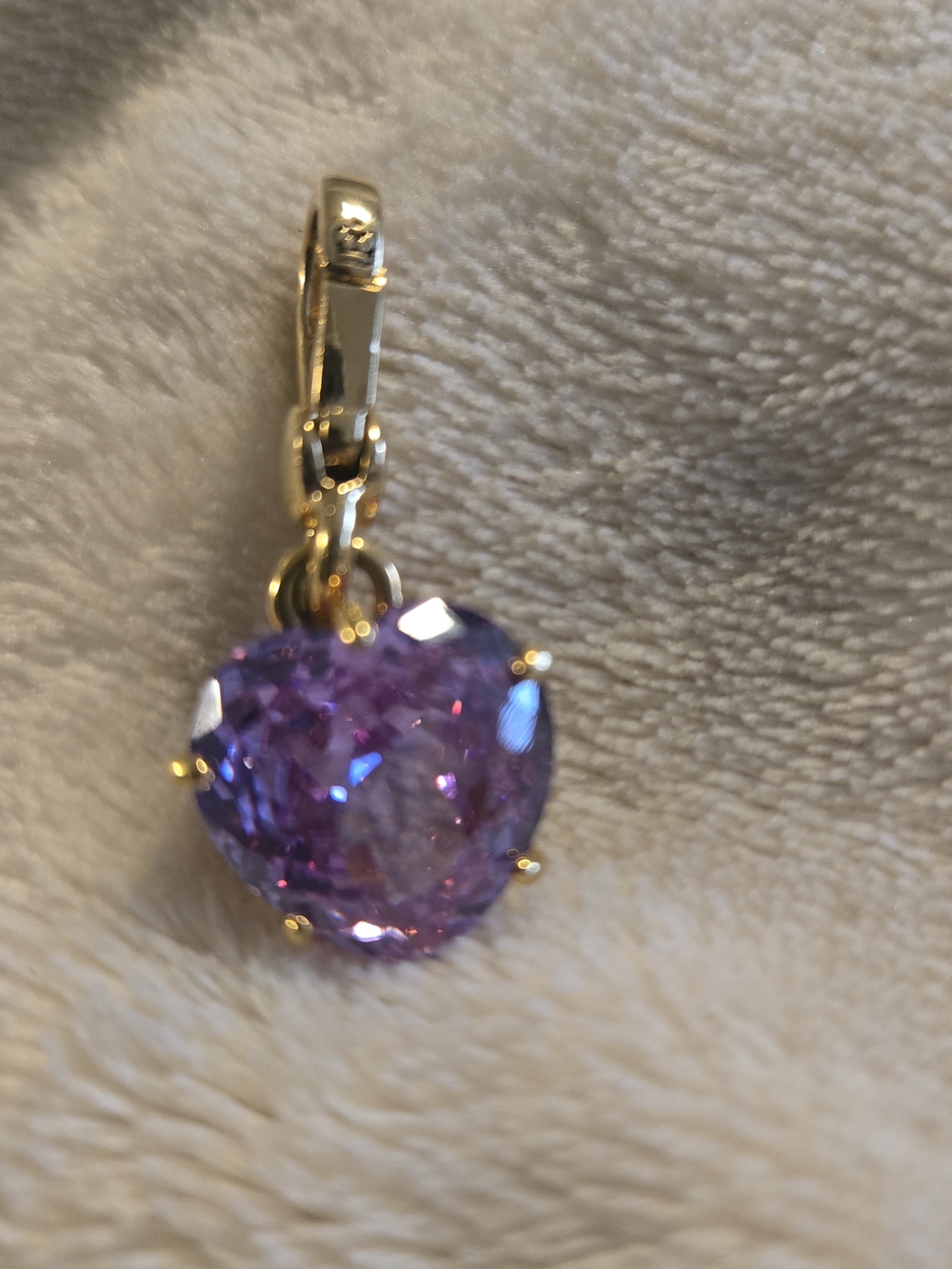 Y2k Juice Couture Tone Gold Heart Pendant with Purple Crystal Charm